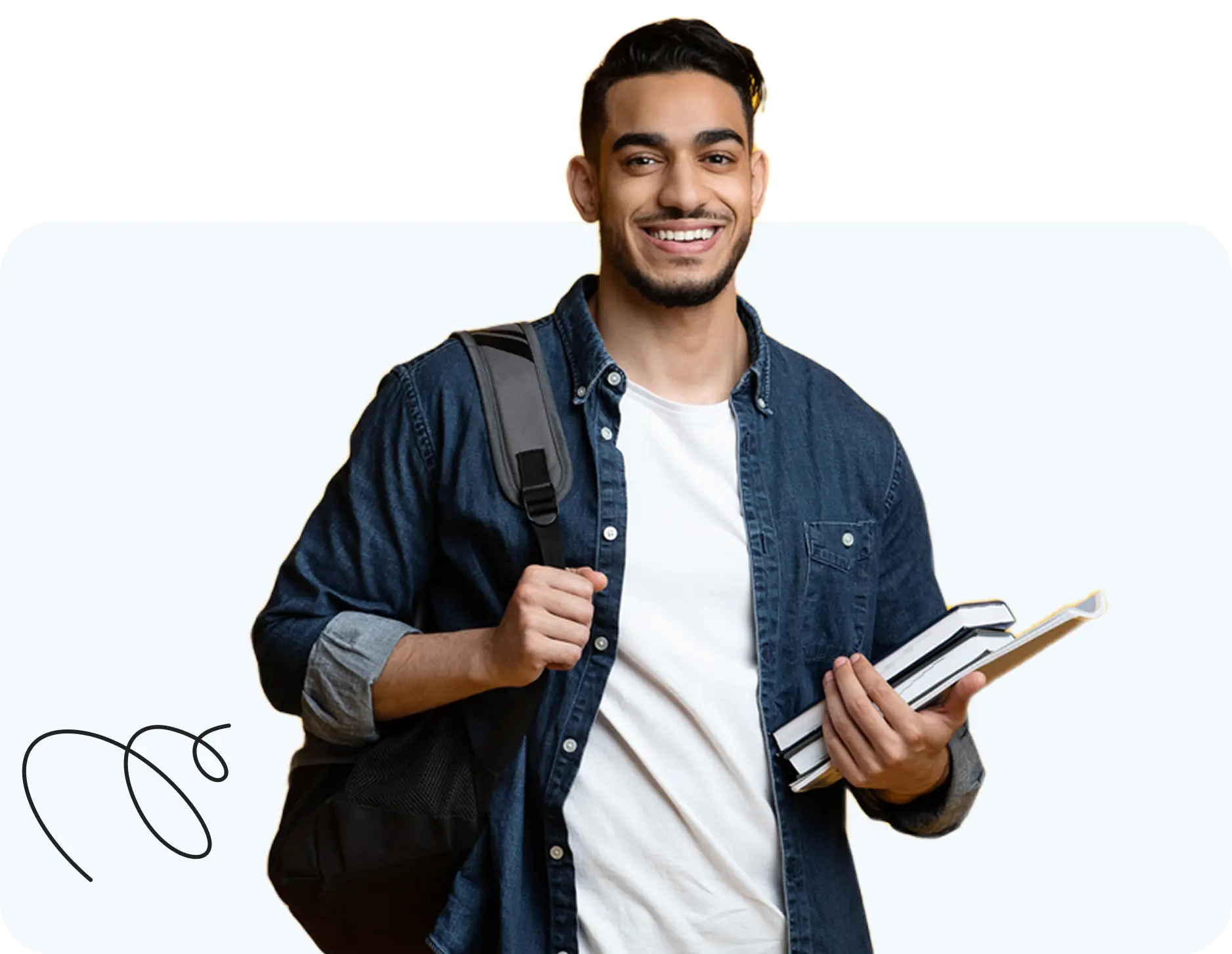 man smiling holding book