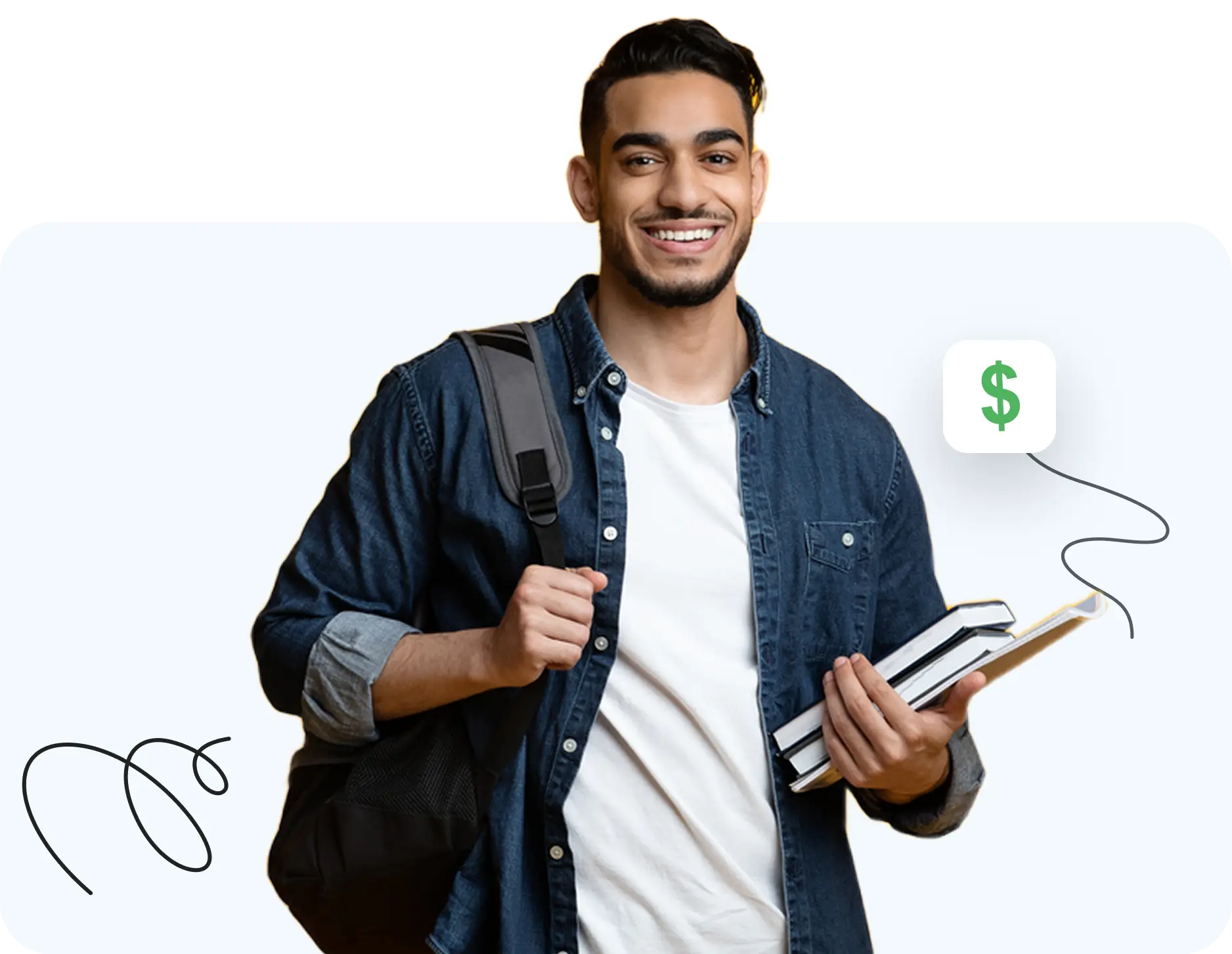 man smiling holding book